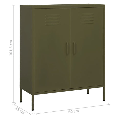 Lady Jillian -  Storage Cabinet Olive Green 80x35x101,5 cm Steel - Model 3